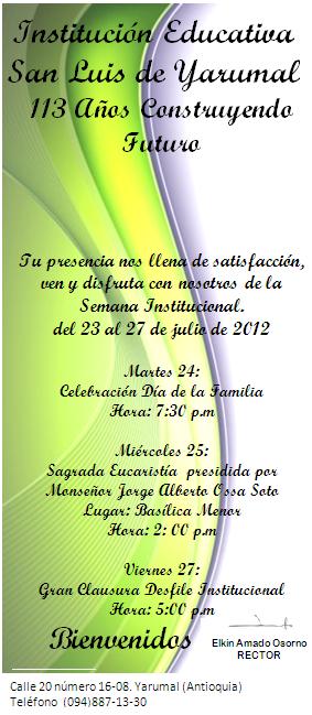 Invitacion Semana Institucional.